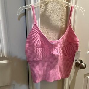 SO Pink Ribbed Crop Top